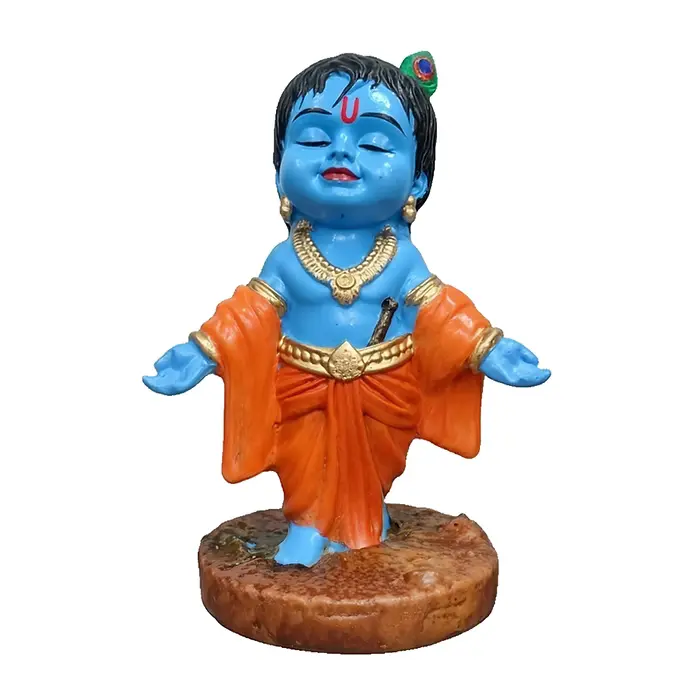 Bal Krishna Statue with Cow for House , Office & Spiritual Decor.